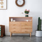 Contemporary Natural Wooden Chest with Shelf and 6 Drawers Accent Chest