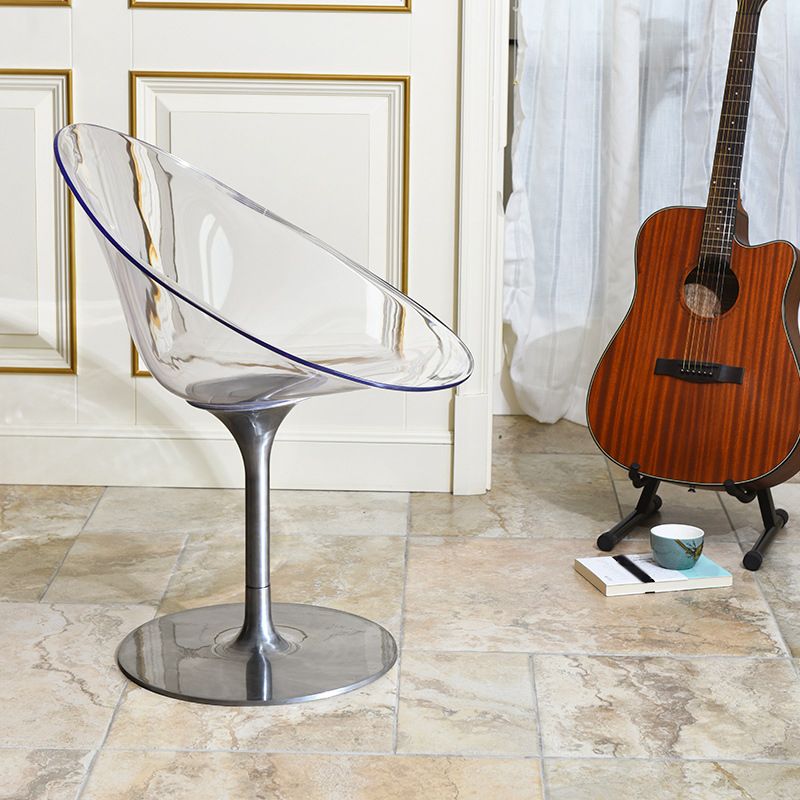 Modern Rotatable Backrest Acrylic Chair with Metal Base for Cafe
