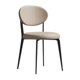 Faux de cuero y metal sillas de comedor de brazo sin brazo de color trasero