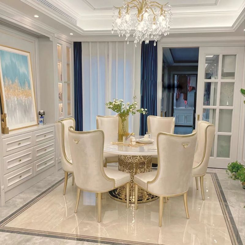 White and Gold Dinner Room Kitchen Table Traditional Luxury Dining Table Clearhalo 'Dining Tables & Seating' 'Dining Tables' 'dining_table' 'furn' 'furn_dining_table' 'Furniture' 'Kitchen & Dining Furniture' 1200x1200_1ee52223-e0da-4661-a531-8f584435bdaa
