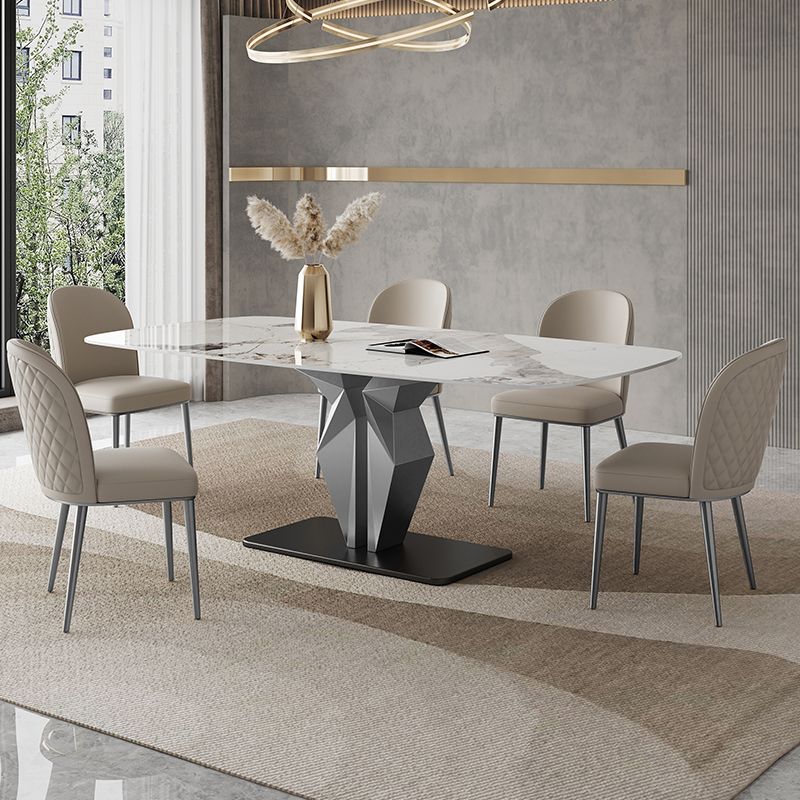 Designer Style Sintered Stone Dining Set Rectangle 1/3/4/6/7 Pieces Dining Room Table Set Clearhalo 'Dining Room Sets' 'Dining Tables & Seating' 'dining_room_set' 'furn' 'furn_dining_room_set' 'Furniture' 'furniture_dining_room_set' 'Kitchen & Dining Furniture' 1200x1200_1ee59b9a-92d1-40ce-8d55-1a93eeaf0f07