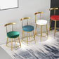 Fabric Round Seat Bar Stools Low Back Gold Iron Base Barstool for Home