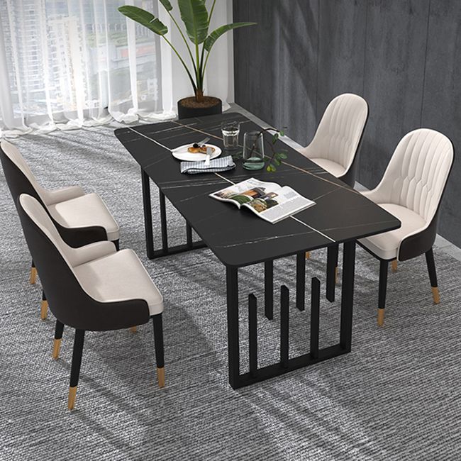 Traditional Luxury Rectangle Dining Table Sintered Stone Table with Double Pedestal Clearhalo ' dining_table' 'Dining Tables & Seating' 'Dining Tables' 'furn' 'furn_dining_table' 'Furniture' 'furniture_dining_table' 'Kitchen & Dining Furniture' 'kitchen&dining_furn' 'kitchen' 'kitchen_dining_table' 1200x1200_1ee71606-0c51-414d-99c8-987ff47bcc3a