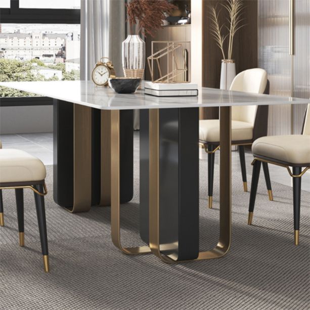 Glam Style Sintered Stone Dining Set Rectangle 1/4/5/6 Pieces Dining Set Clearhalo 'Dining Room Sets' 'Dining Tables & Seating' 'dining_room_set' 'furn' 'furn_dining_room_set' 'Furniture' 'Kitchen & Dining Furniture' 1200x1200_1ee74113-ac5d-4eaf-998b-fded7ceeb858