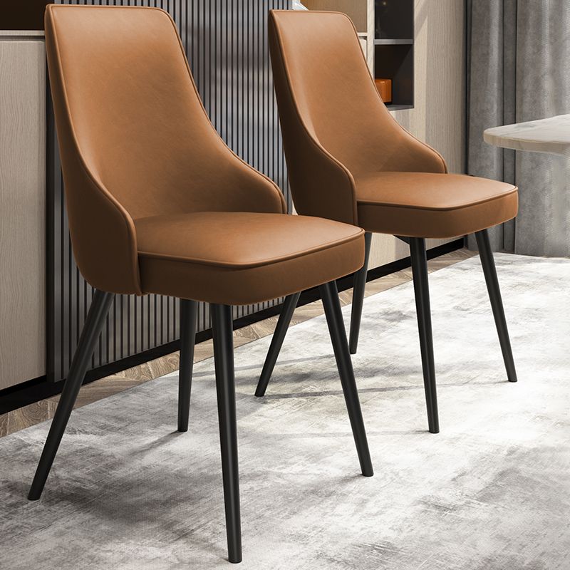 Contemporary Dining Chair Solid Back Chair with 4 Metal Legs for Home Use Clearhalo ' kitchen&dining_furn' 'Dining Chairs' 'Dining Tables & Seating' 'dining_chair' 'furn' 'furn_dining_chair' 'Furniture' 'furniture_dining_chair' 'Kitchen & Dining Furniture' 'kitchen' 1200x1200_1ee96e76-2238-437d-b0d6-b079edea88ea
