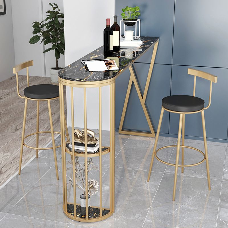 Faux Marble Bar Height Table Modern Style Bistro Pub Table with 2 Shelves Clearhalo 'Bar Furniture' 'Bar Tables' 'bar_tables' 'furn' 'furn_bar_tables' 'Furniture' 'Kitchen & Dining Furniture' 1200x1200_1ee987c5-2c39-49a2-8e38-a3c008e75d0e