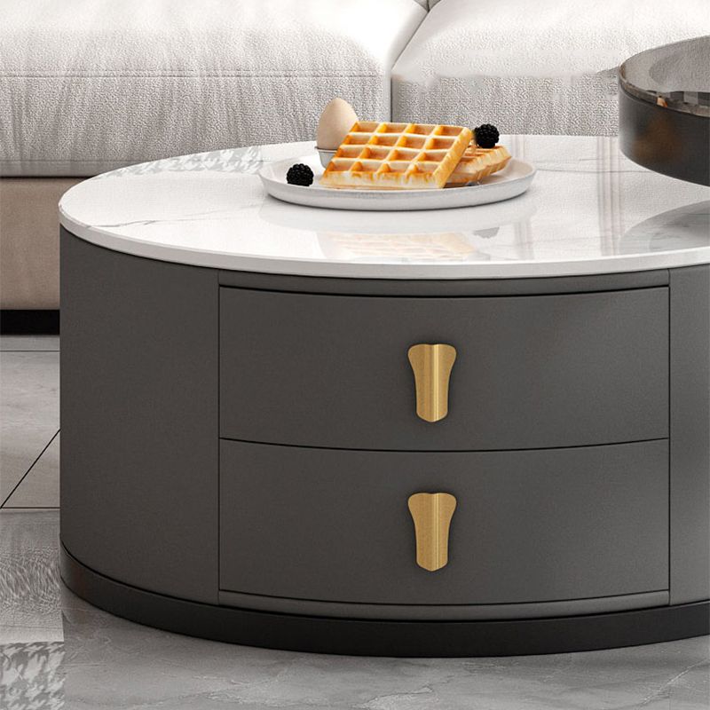 Modern Round Glass Cocktail Table Set Iron Frame Coffee Table with Drawers Clearhalo 'Coffee & Accent Tables' 'Coffee Tables' 'coffee_tables' 'furn' 'furn_coffee_tables' 'Furniture' 'Living Room Furniture' 1200x1200_1eea5b87-f072-4a30-b5b9-21ca8c37bd94