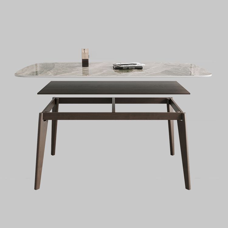 Contemporary Solid Wood Dining Table Sintered Stone Dining Table with 4 Legs Clearhalo 'Dining Tables & Seating' 'Dining Tables' 'dining_table' 'furn' 'furn_dining_table' 'Furniture' 'furniture_dining_table' 'Kitchen & Dining Furniture' 'kitchen' 'kitchen_dining_table' 1200x1200_1eec5d06-abdd-4dd4-802a-88332cf8b79f