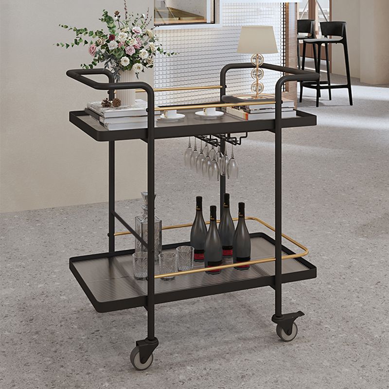 Modern Style Metal Prep Table 33.86"H Rolling Prep Table with Open Storage Clearhalo 'furn' 'furn_kitchen_islands_carts' 'Furniture' 'Kitchen & Dining Furniture' 'Kitchen Islands & Carts' 'kitchen_islands_carts' 1200x1200_1eec97bd-bb70-4239-9e95-000091a346a9