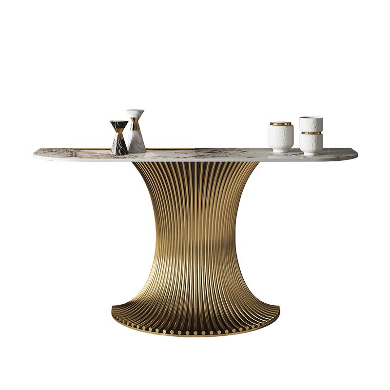 Half Moon Shape Contemporary Console Table in Gold/Silver Stone Console Sofa Table