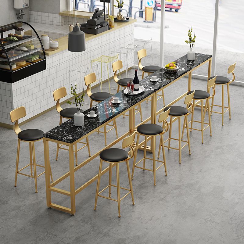 Tabouret de bar rembourré de style Glam Tabouret de bar rond à dossier bas avec cadre doré