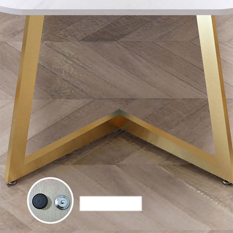 White Glam Office Desk Marble Home Writing Desk met metalen benen