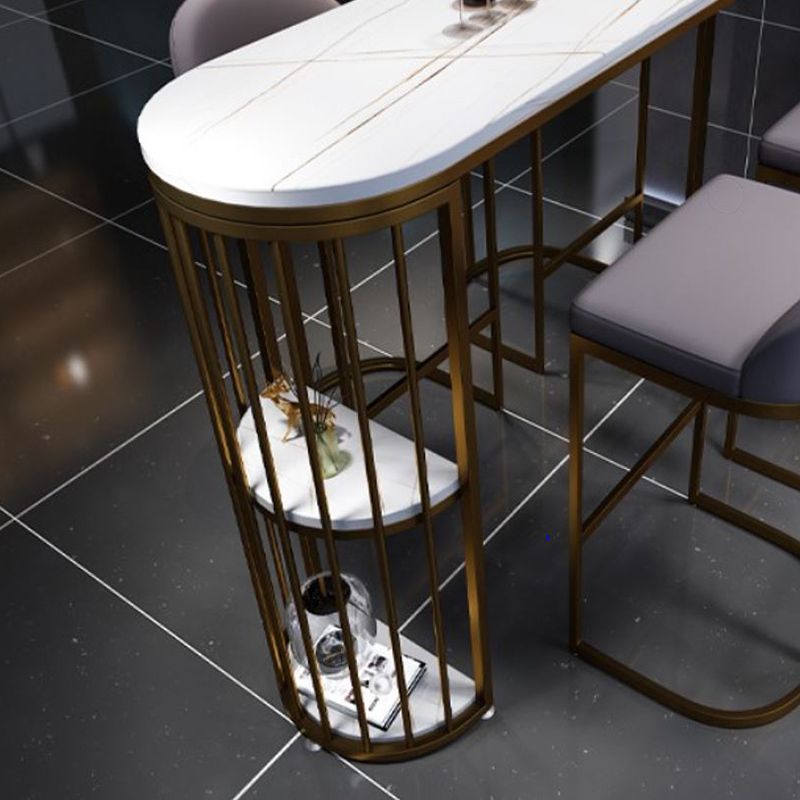 Industrial Free Form Bar Height Table Metal and Stone Bar Table with Double Pedestal Clearhalo 'Bar Furniture' 'Bar Tables' 'bar_tables' 'furn' 'furn_bar_tables' 'Furniture' 'Kitchen & Dining Furniture' 1200x1200_1ef0d2fd-8a07-4a42-9d69-35f7803759cf