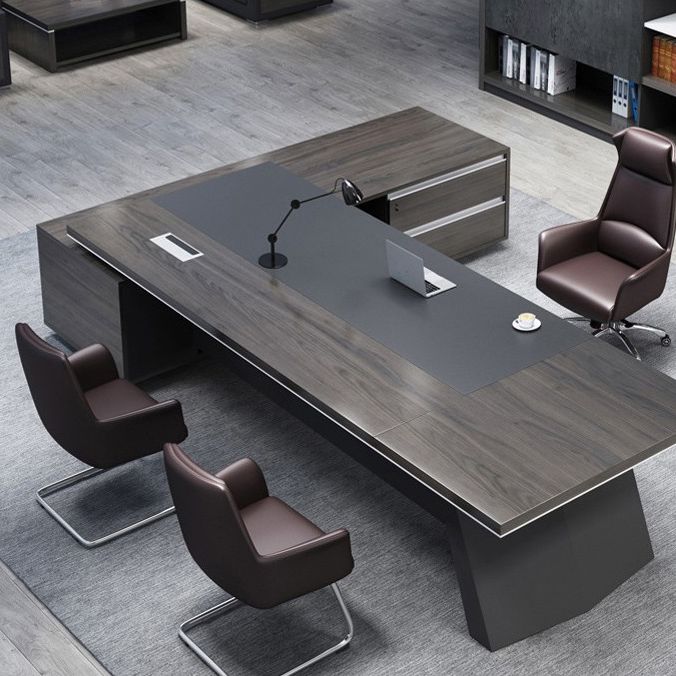 Modern Style Task Chair Leather Office Chair with Fixed Arms Clearhalo 'furn' 'furn_office_chair' 'Furniture' 'Office Chairs' 'Office Furniture' 'office_chair' 1200x1200_1ef0f3a8-ebf2-4125-a6c7-7355406150c5