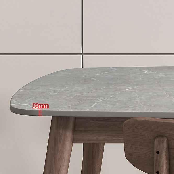 Midden-eeuwse eettafel stenen top eettafel met massieve houten basis