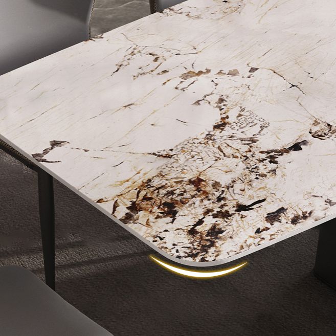 Minimalist Style Dining Table with White Fixed Table and Pedestal Base for Home Use Clearhalo 'Dining Room Sets' 'Dining Tables & Seating' 'dining_room_set' 'furn' 'furn_dining_room_set' 'Furniture' 'furniture_dining_room_set' 'Kitchen & Dining Furniture' 'kitchen&dining_furn' 'kitchen' 1200x1200_1ef218b5-7d8b-4220-bf38-ba6778c5d837