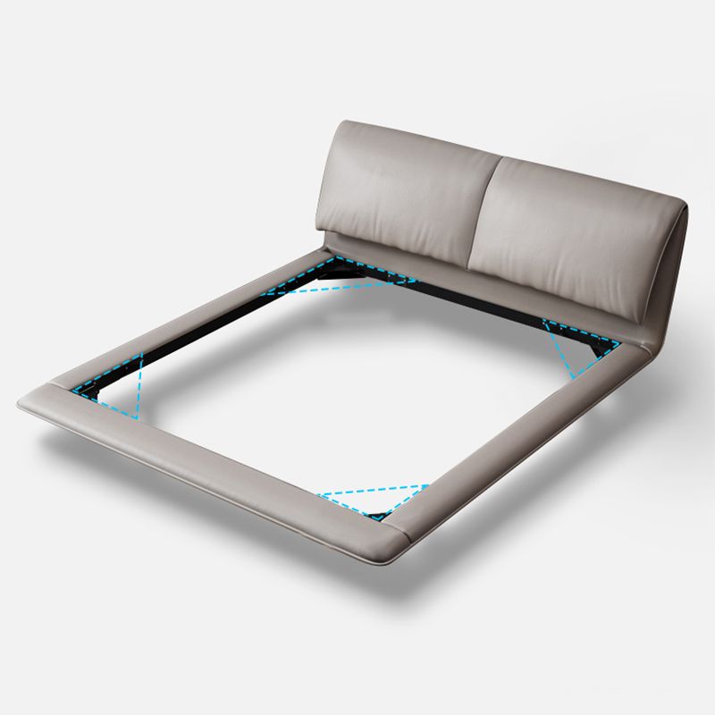 Genuine Leather Platform Bed Frame Modern Low Profile Bed Frame in Gray Clearhalo 'Bedroom Furniture' 'Beds' 'furn' 'furn_beds' 'Furniture' 1200x1200_1ef68707-9417-420b-b3c1-722b8481b118