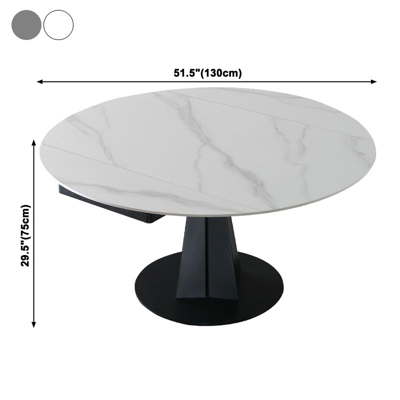Extendable Round Dining Table Modern Sintered Stone Top Table with Black Pedestal Clearhalo ' dining_table' 'Dining Tables & Seating' 'Dining Tables' 'furn' 'furn_dining_table' 'Furniture' 'furniture_dining_table' 'Kitchen & Dining Furniture' 'kitchen&dining_furn' 'kitchen' 'kitchen_dining_table' 1200x1200_1ef80858-1be4-4345-9107-9a902b6bbdc1