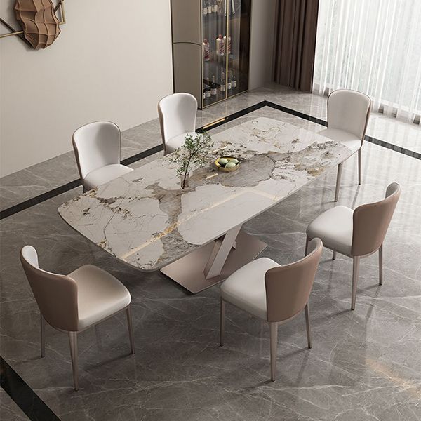 Glam Style Rectangle Table Set 1/2/5/7 Pieces Dining Set with Metal Legs Clearhalo 'Dining Room Sets' 'Dining Tables & Seating' 'dining_room_set' 'furn' 'furn_dining_room_set' 'Furniture' 'Kitchen & Dining Furniture' 1200x1200_1ef8b556-55c0-42fd-8555-025ff8a78fb9
