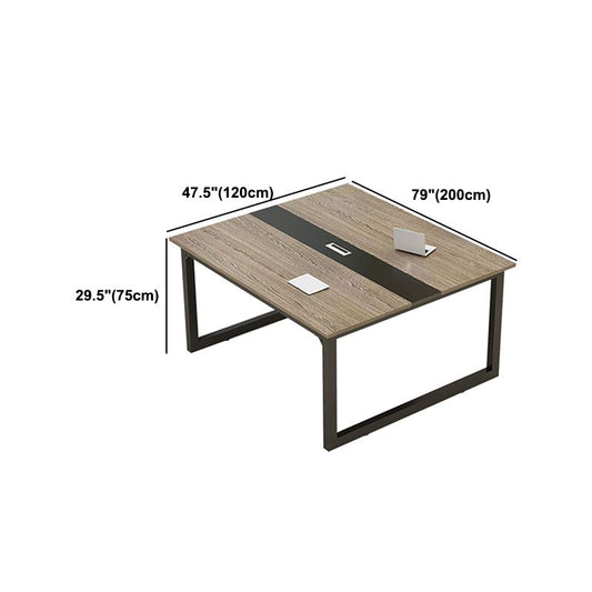 Modern Style Manufactured Wood Office Desk Rectangular Desk with Metal Sled Clearhalo 'furn' 'furn_office_desk' 'Furniture' 'Office Desks' 'Office Furniture' 'office_desk' 1200x1200_1ef96cb4-e89a-4115-8885-f3072e66627c