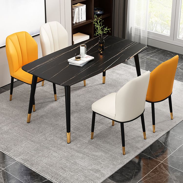 Modern Kitchen Leather Dining Chair 36"H Parsons Chair with Metal Legs Clearhalo ' kitchen&dining_furn' 'Dining Chairs' 'Dining Tables & Seating' 'dining_chair' 'furn' 'furn_dining_chair' 'Furniture' 'furniture_dining_chair' 'Kitchen & Dining Furniture' 'kitchen' 1200x1200_1ef9d02d-6b9f-457b-b127-65d733e842e2
