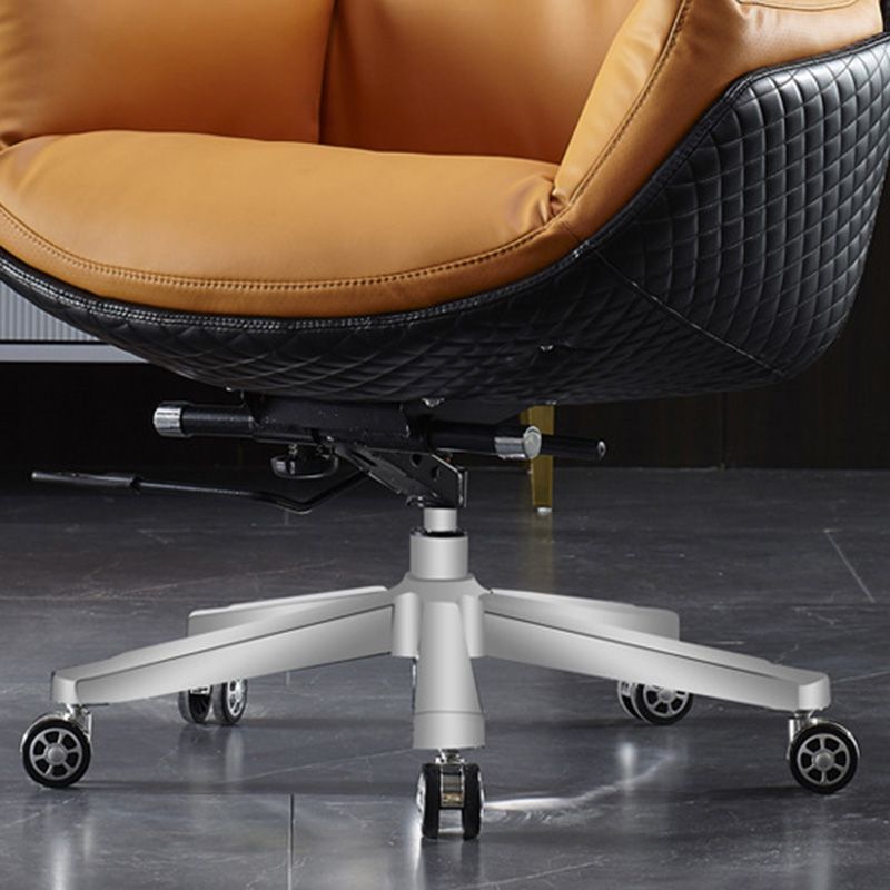 High Back Leather Office Chair Upholstered Arm Task Chair with Steel Base Clearhalo 'furn' 'furn_office_chair' 'Furniture' 'Office Chairs' 'Office Furniture' 'office_chair' 1200x1200_1efb3e54-27d5-4423-81c4-17b965c0f03e