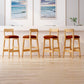 Taburete industrial de madera con altura de mostrador, taburete de bar sin brazos con cojín