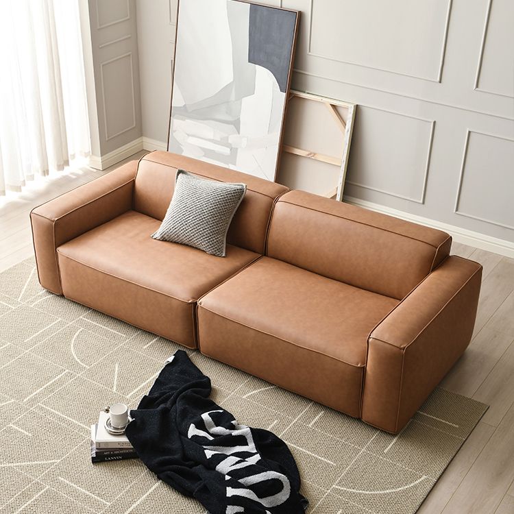 Contemporary Stationary Faux Leather Sofa Living Room Square Arm Tight Back Sofa Clearhalo 'furn' 'furn_sofas' 'Furniture' 'Living Room Furniture' 'Sofa' 'sofas' 1200x1200_1efdcbc5-7a93-4ee5-802c-f415e5f7b78b