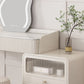 Glam White Vanity Dressing Table Slate Top Makeup Vanity Desk