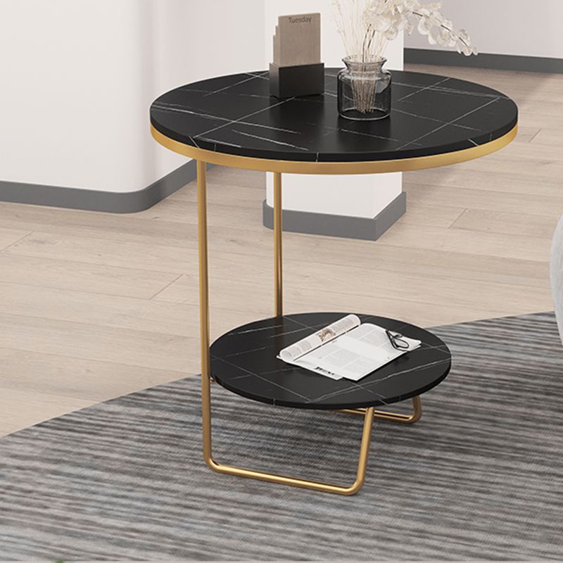 Scaffale per accento il divano in vetro e pietra rotondo e tavolo da tavolo incluso tavolo da estremità - Dia 19.69 "