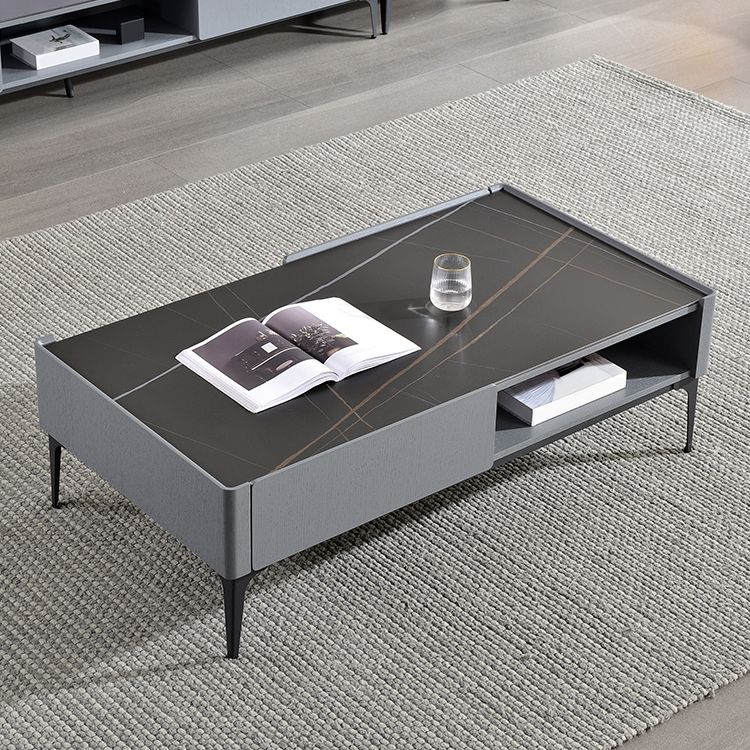 Rectangular Slate Top Coffee Table 4 Legs Cocktail Table with Storage Clearhalo 'Coffee & Accent Tables' 'Coffee Tables' 'coffee_tables' 'furn' 'furn_coffee_tables' 'Furniture' 'Living Room Furniture' 1200x1200_1efecb44-db01-4f78-8133-895881910446