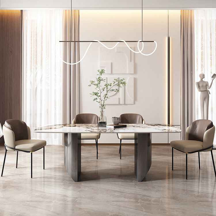 Modern Sintered Stone Top Dining Set Rectangle 1/2/5/6/7 Pieces Dining Room Table Set Clearhalo 'Dining Room Sets' 'Dining Tables & Seating' 'dining_room_set' 'furn' 'furn_dining_room_set' 'Furniture' 'Kitchen & Dining Furniture' 1200x1200_1eff4e1c-b178-4874-afb4-058efea58e1d