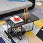 Contemporary Rectangle Glass Top Coffee Table with Shelf and Cross Legs