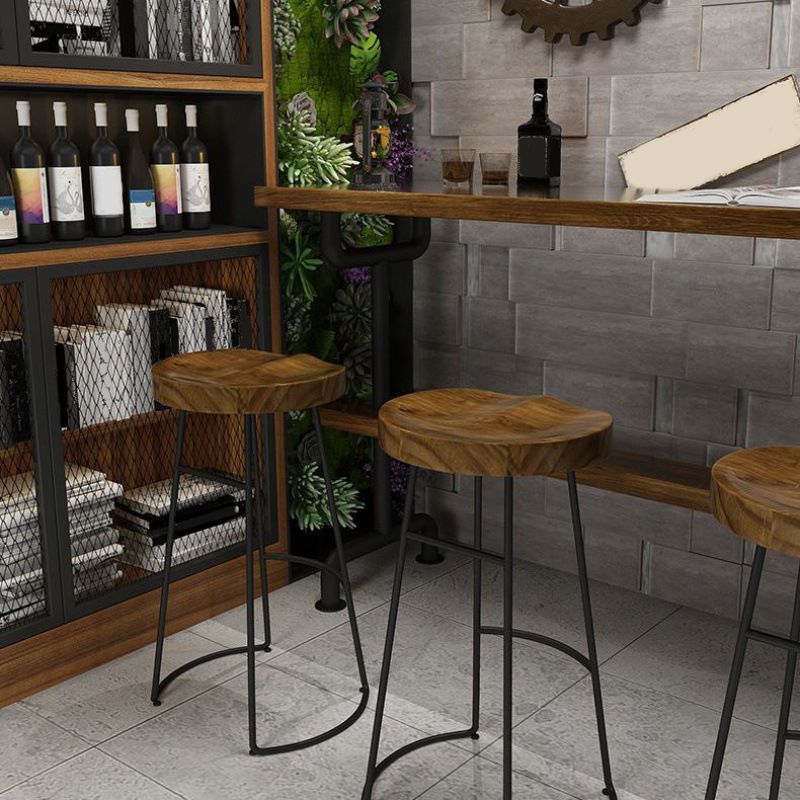 Armless Solid Wood Dining Stool Contemporary Bar Stool with Footrest Clearhalo 'Bar Furniture' 'Bar Stools' 'bar_stools' 'furn' 'furn_bar_stools' 'Furniture' 'Kitchen & Dining Furniture' 1200x1200_1f00fe6f-70ee-4fc0-9d6a-187144cbd205