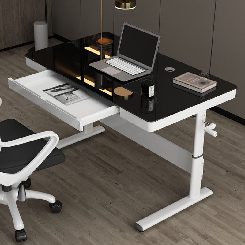 Contemporary Standing Desk Converter White Metal Base Desk for Office Clearhalo 'furn' 'furn_office_desk' 'Furniture' 'Office Desks' 'Office Furniture' 'office_desk' 1200x1200_1f048f40-79b7-4ddc-ad68-b02d8b226025