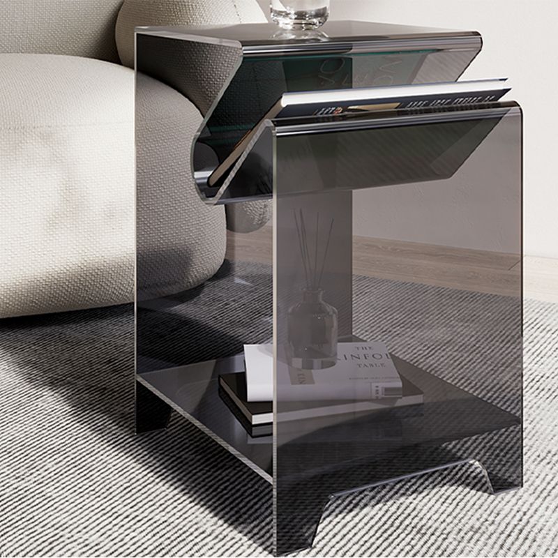 Modernistic Sofa Side Accent Table Plastic 4 Legs Double Tier Rectangular Clearhalo 'Coffee & Accent Tables' 'End & Side Tables' 'end_side_tables' 'furn' 'furn_end_side_tables' 'Furniture' 'Living Room Furniture' 1200x1200_1f05b8ce-16ad-4bc7-8b48-7eb637166c28
