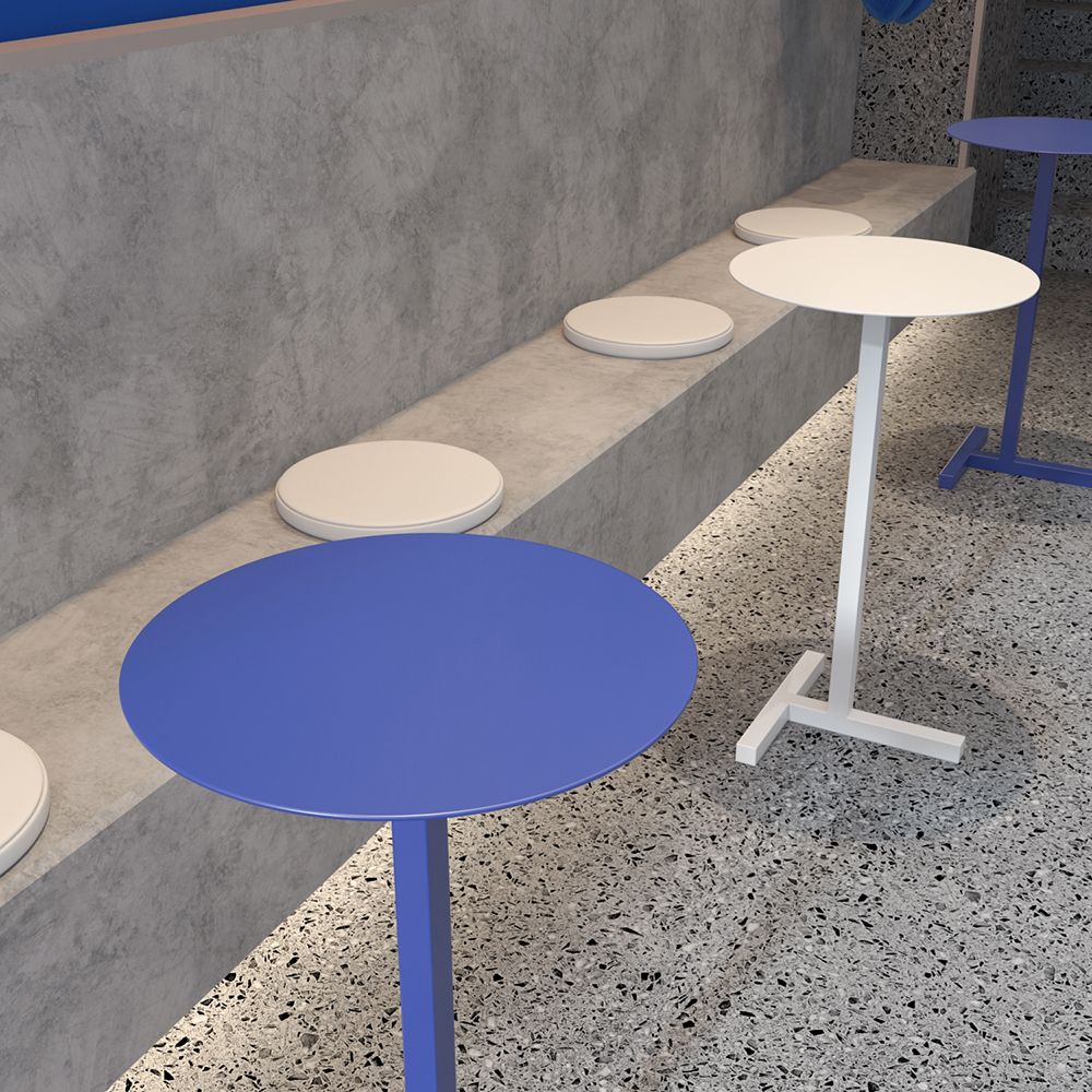 Round Abstract Base Design Metal Side Table Medieval Modern Style