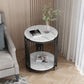 21.65" Tall Round Slate Top Side Table Iron Frame End Table with Shelf