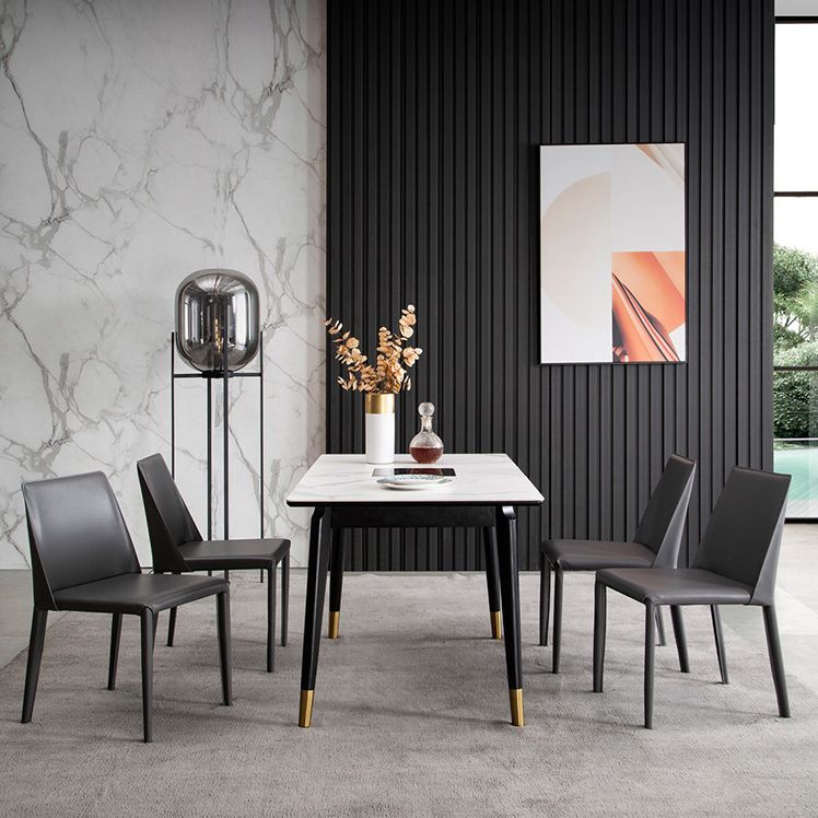 Modern Parsons Side Chair Matte Finish Leather Curved Armless Chair Clearhalo ' kitchen&dining_furn' 'Dining Chairs' 'Dining Tables & Seating' 'dining_chair' 'Furniture' 'furniture_dining_chair' 'Kitchen & Dining Furniture' 'kitchen' 1200x1200_1f0705a6-d3a8-4bc7-8c21-13a684c9d4e2