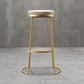 Glam Armless Backless Counter Stool Iron Bar Stool with Leather Cushion and Footrest