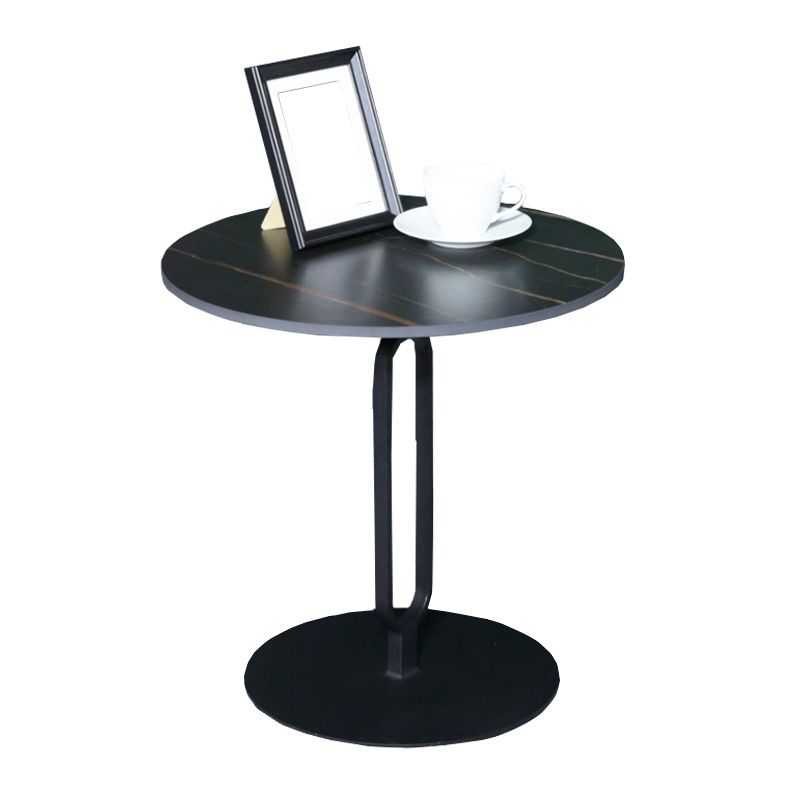 Round Marble Top End Table Metal Pedestal Sofa Side End Table for Living Room