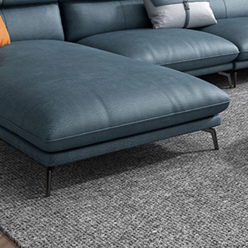 Modernismus Flared Arm Sectional 4-Sitzer Faux Lederabschnitt