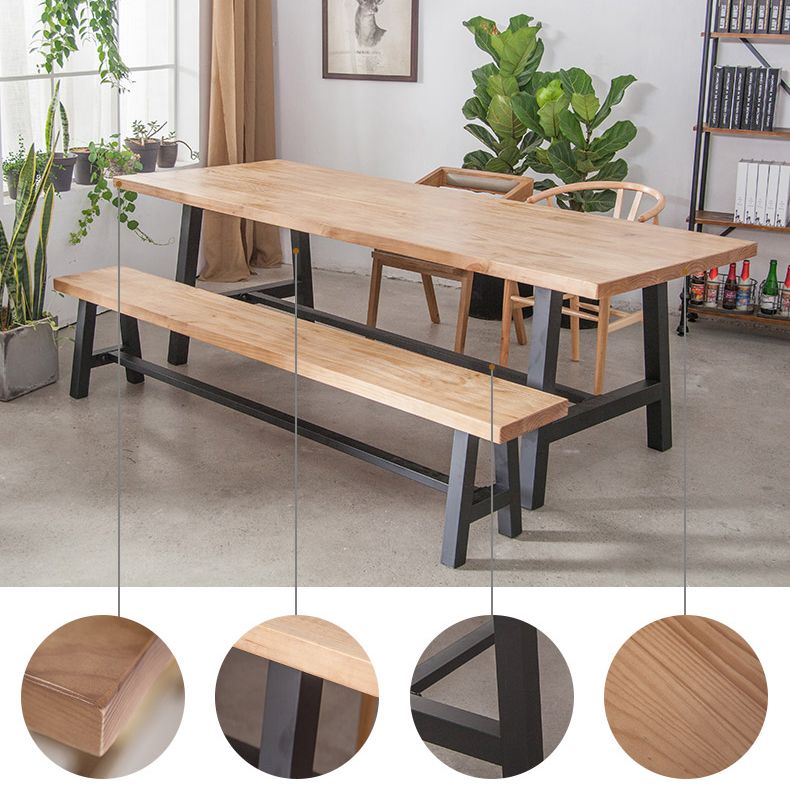 Rectangle Wood Color Dining Table Solid Wood Table Industrial with Trestle Base Clearhalo ' dining_table' 'Dining Tables & Seating' 'Dining Tables' 'furn' 'furn_dining_table' 'Furniture' 'furniture_dining_table' 'Kitchen & Dining Furniture' 'kitchen&dining_furn' 'kitchen' 'kitchen_dining_table' 1200x1200_1f0c152c-843c-4b63-8a3f-fa2ad287e6f3