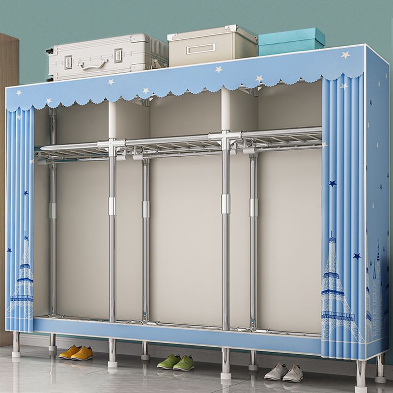 Metal Frame Home Wardrobe Armoire Modern Style Wardrobe with Shelves