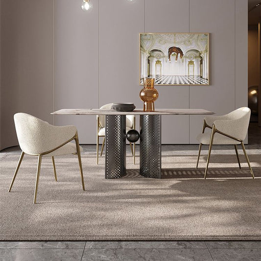 Silla de comedor de brazo trasero de metal sólido para comedor para comedor