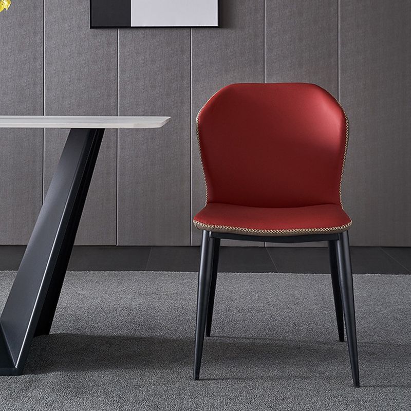 Industrial Design Wingback Armless Dining Chair Faux Leather Dining Chairs Clearhalo ' kitchen&dining_furn' 'Dining Chairs' 'Dining Tables & Seating' 'dining_chair' 'furn' 'furn_dining_chair' 'Furniture' 'furniture_dining_chair' 'Kitchen & Dining Furniture' 'kitchen' 1200x1200_1f0f5da9-ec3c-4aef-aceb-d8ff4e238900