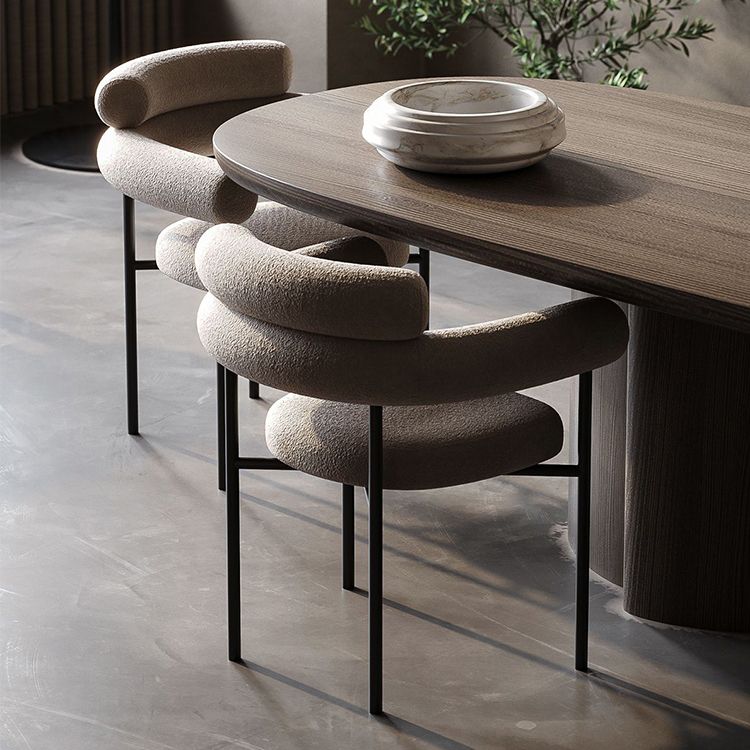 Nordic Style Upholstered Open Arm Dining Chair in Matte Finish Clearhalo 'Dining Chairs' 'Dining Tables & Seating' 'dining_chair' 'furn' 'furn_dining_chair' 'Furniture' 'Kitchen & Dining Furniture' 1200x1200_1f0f898a-03cf-4ea3-b2d8-e32d2bfb8558