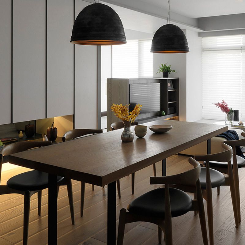 Mesa de comedor de madera de madera sólida mesa de madera rectangular con base de trineo