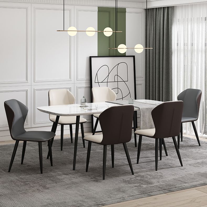Scandinavian Home Side Chair Wingback Metal Upholstered Dining Room Chair Clearhalo ' kitchen&dining_furn' 'Dining Chairs' 'Dining Tables & Seating' 'dining_chair' 'furn' 'furn_dining_chair' 'Furniture' 'furniture_dining_chair' 'Kitchen & Dining Furniture' 'kitchen' 1200x1200_1f124c16-eff0-48ae-80b4-46fbf8649093
