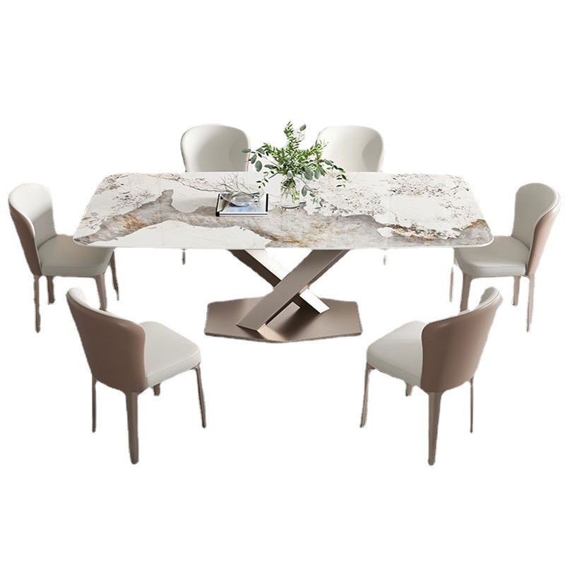 Minimalist Dining Table Sets with Rectangle Shape Table and Upholstered Chairs Clearhalo 'Dining Room Sets' 'Dining Tables & Seating' 'dining_room_set' 'furn' 'furn_dining_room_set' 'Furniture' 'furniture_dining_room_set' 'Kitchen & Dining Furniture' 'kitchen&dining_furn' 'kitchen' 1200x1200_1f130862-1ebf-4f49-9ecd-8162ae004074